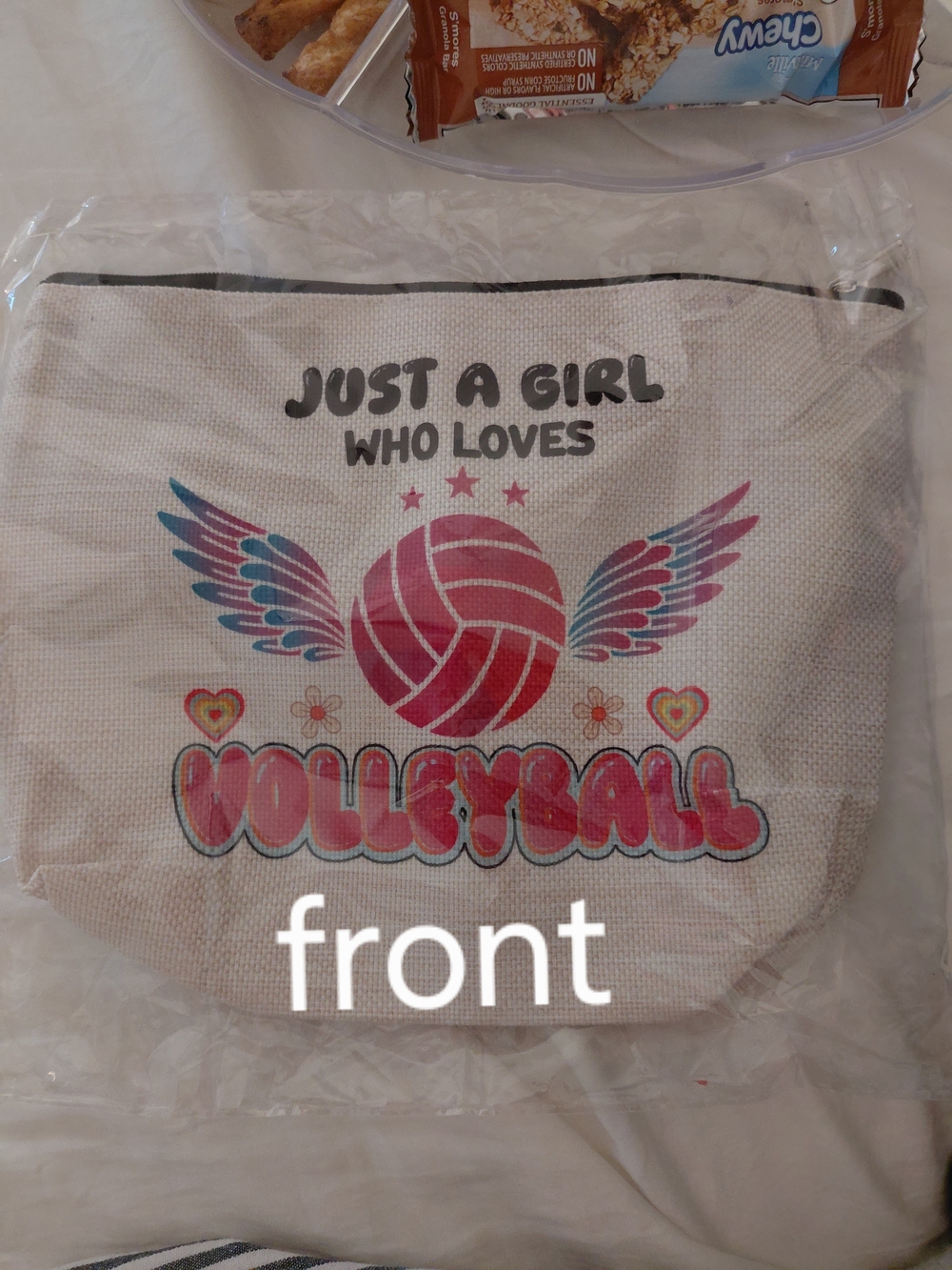Othr Pink Purple White "Just a Girl Who Loves Volleyball" Canvas Pouch
